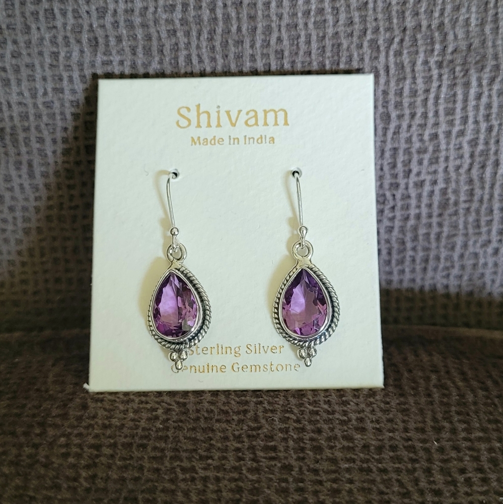 Shivam Amethyst💜 Teardrop💧Earrings - Picture 3 of 14